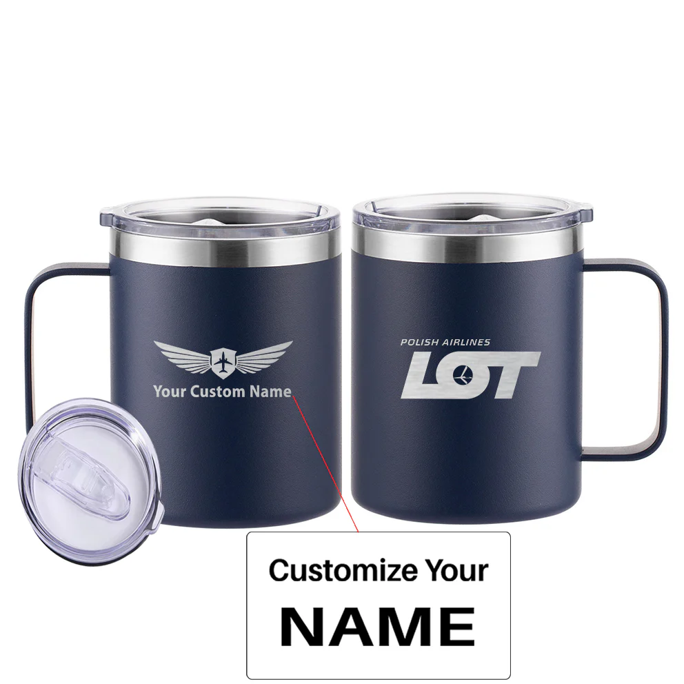 LOT Polish Airlines Designed Stainless Steel Laser Engraved Mugs - Image 3