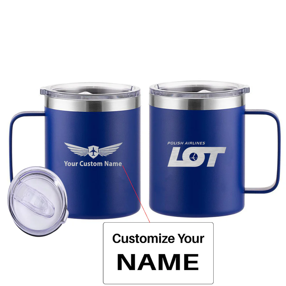 LOT Polish Airlines Designed Stainless Steel Laser Engraved Mugs - Image 5