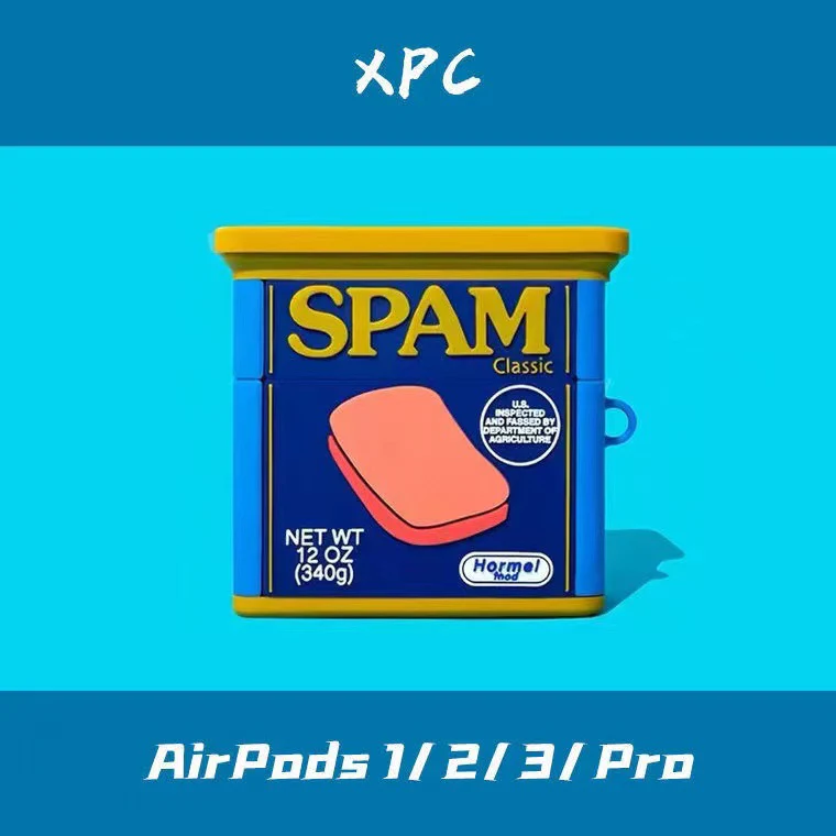 luncheon meat Designed AirPods Protective Cover: Cute Cartoon Silicone Soft Shell