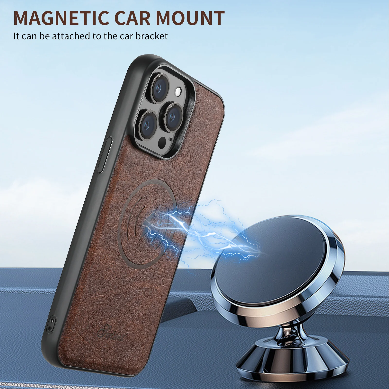 Magnetic Leather iPhone Cases Magsafe Wallet with  Removable Stand Card Slots - Image 11