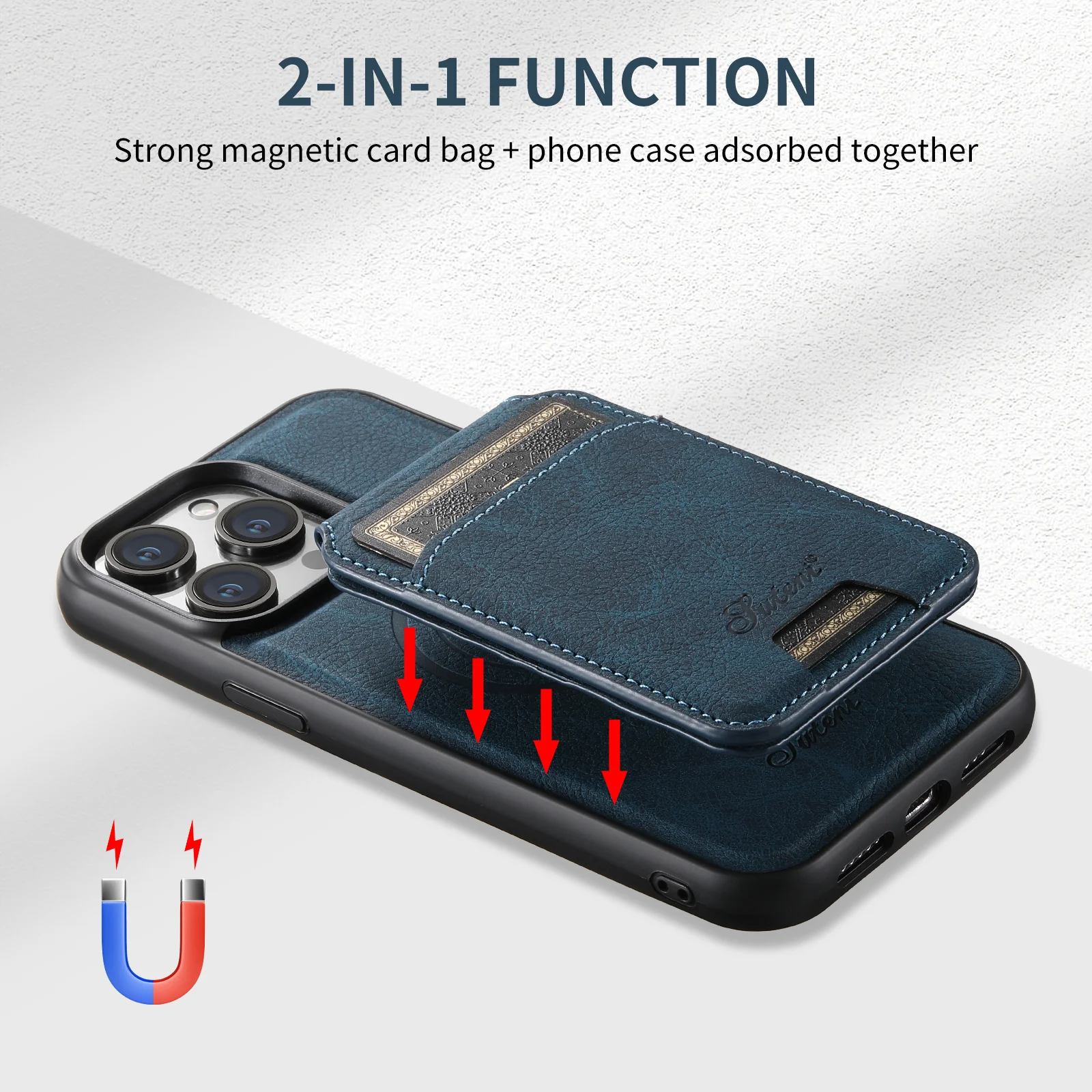 Magnetic Leather iPhone Cases Magsafe Wallet with  Removable Stand Card Slots - Image 5