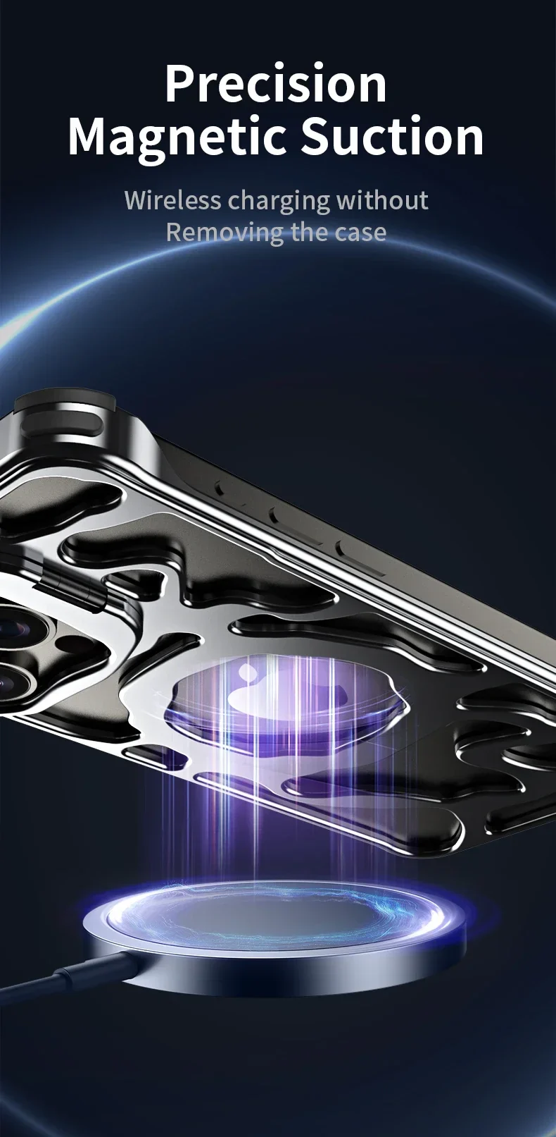 Magnetic Metal Invisible Bracket Phone Case For iPhone Aluminum Removable Heat Dissipation Armor Shockproof - Image 13