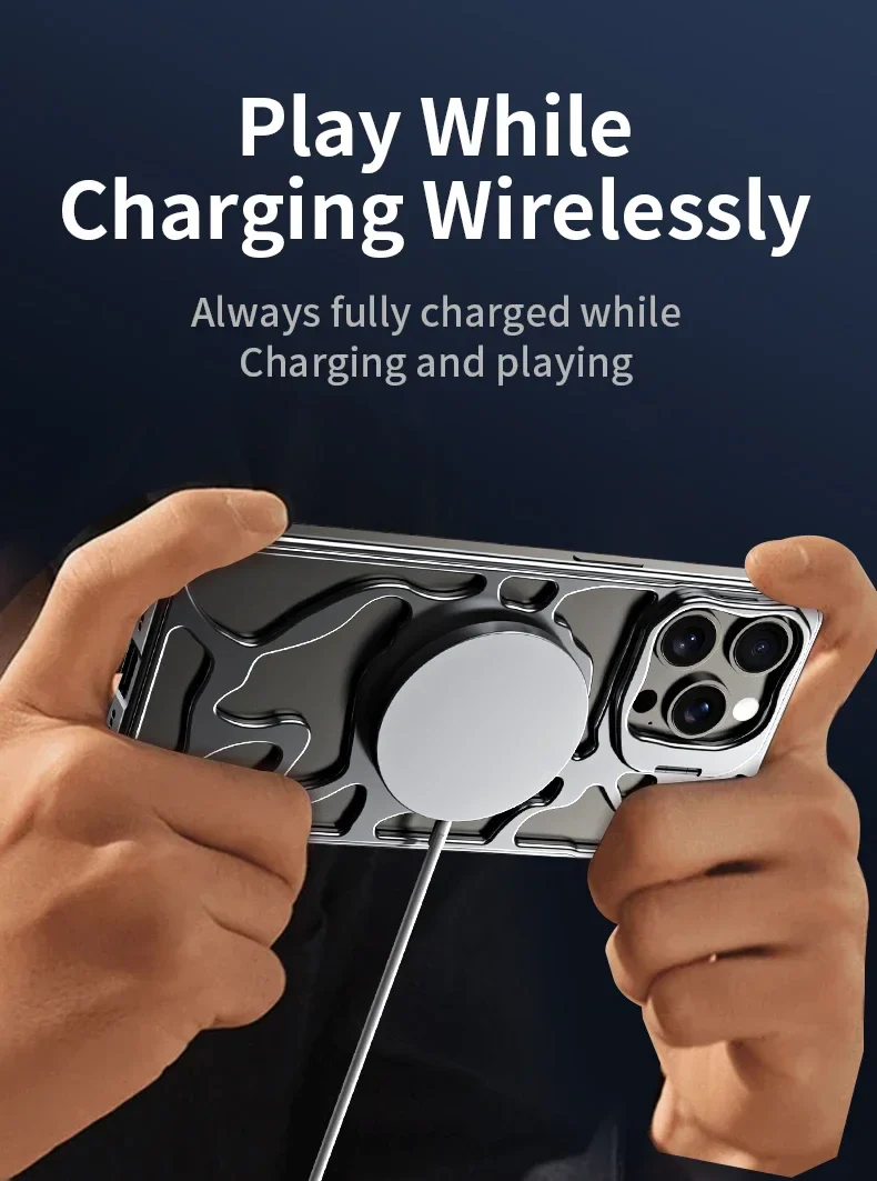 Magnetic Metal Invisible Bracket Phone Case For iPhone Aluminum Removable Heat Dissipation Armor Shockproof - Image 17