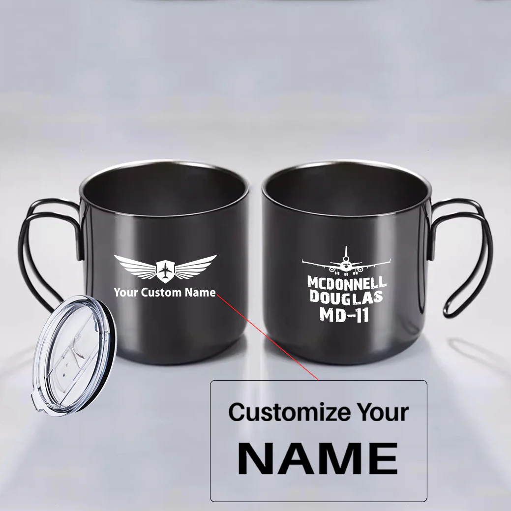 McDonnell Douglas MD-11 & Plane Designed Stainless Steel Portable Mugs - Image 3