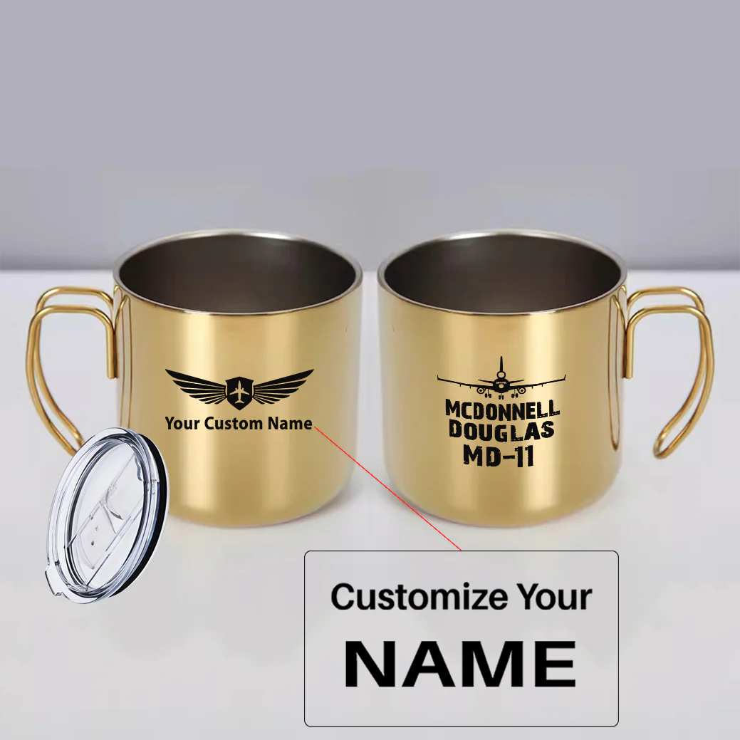 McDonnell Douglas MD-11 & Plane Designed Stainless Steel Portable Mugs - Image 5