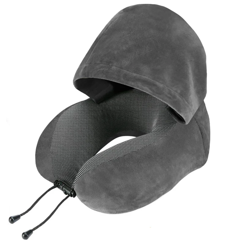Memory Foam Hooded U-Shaped Travel Pillow: Portable Neck Support for Multiple Scenes - Image 4