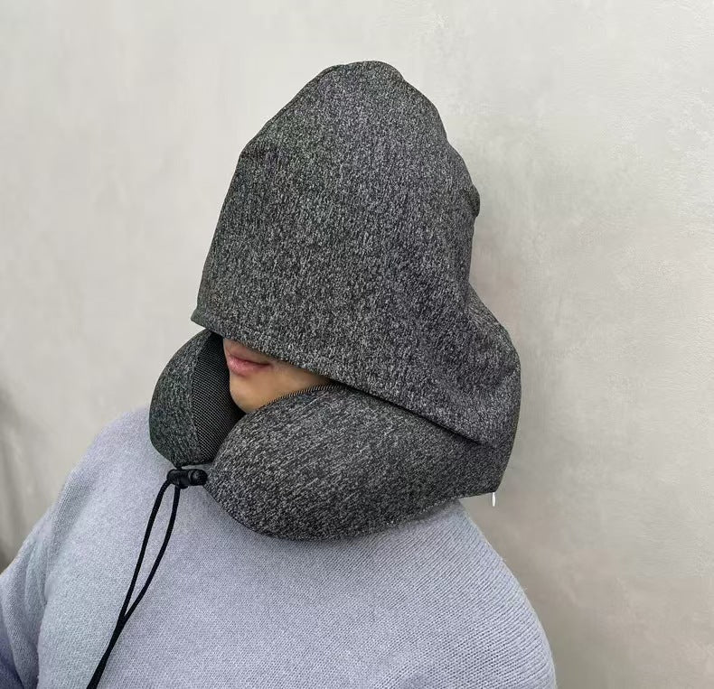 Memory Foam Hooded U-Shaped Travel Pillow: Portable Neck Support for Multiple Scenes - Image 7