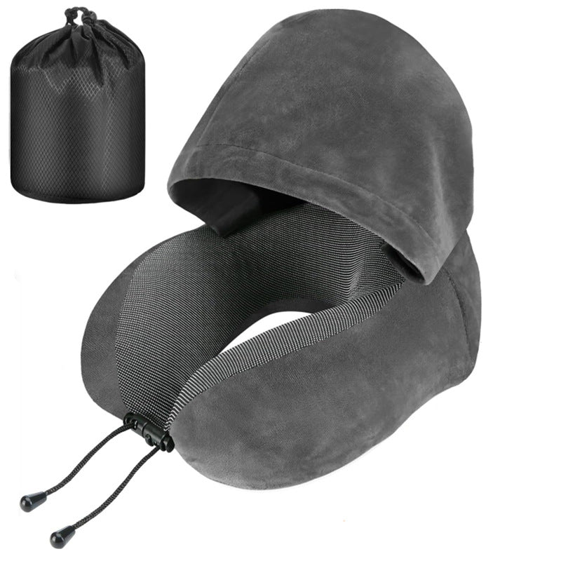 Memory Foam Hooded U-Shaped Travel Pillow: Portable Neck Support for Multiple Scenes - Image 9
