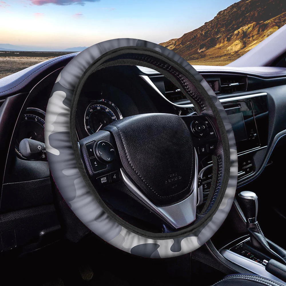 Military Camouflage Army Gray Designed Car Steering Wheel Cover - Image 2