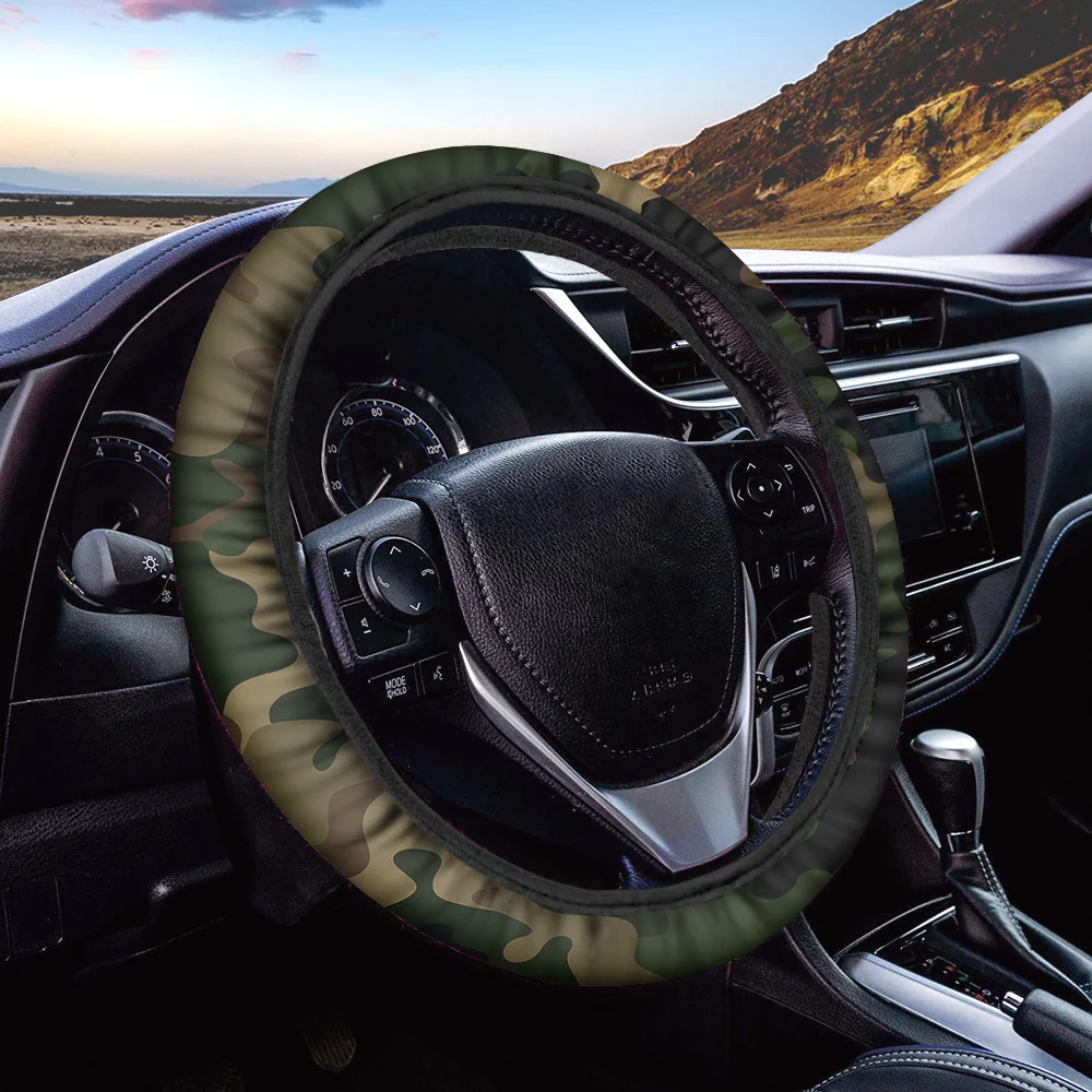 Military Camouflage Army Green Designed Car Steering Wheel Cover - Image 2