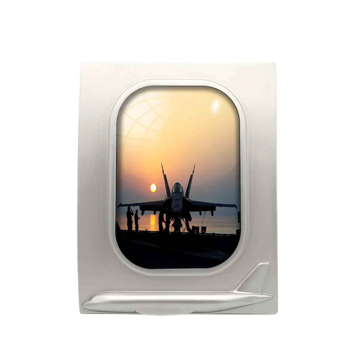 Military Jet During Sunset Designed Airplane Window Photo Frame - Image 2