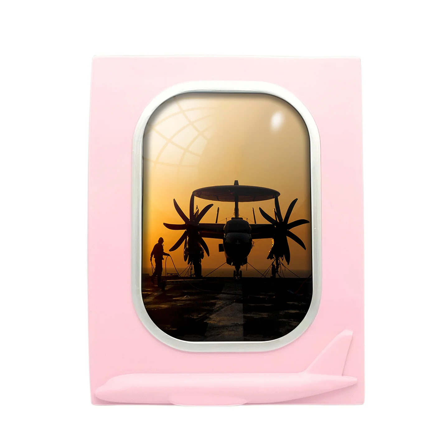 Military Plane at Sunset Designed Airplane Window Photo Frame - Image 3