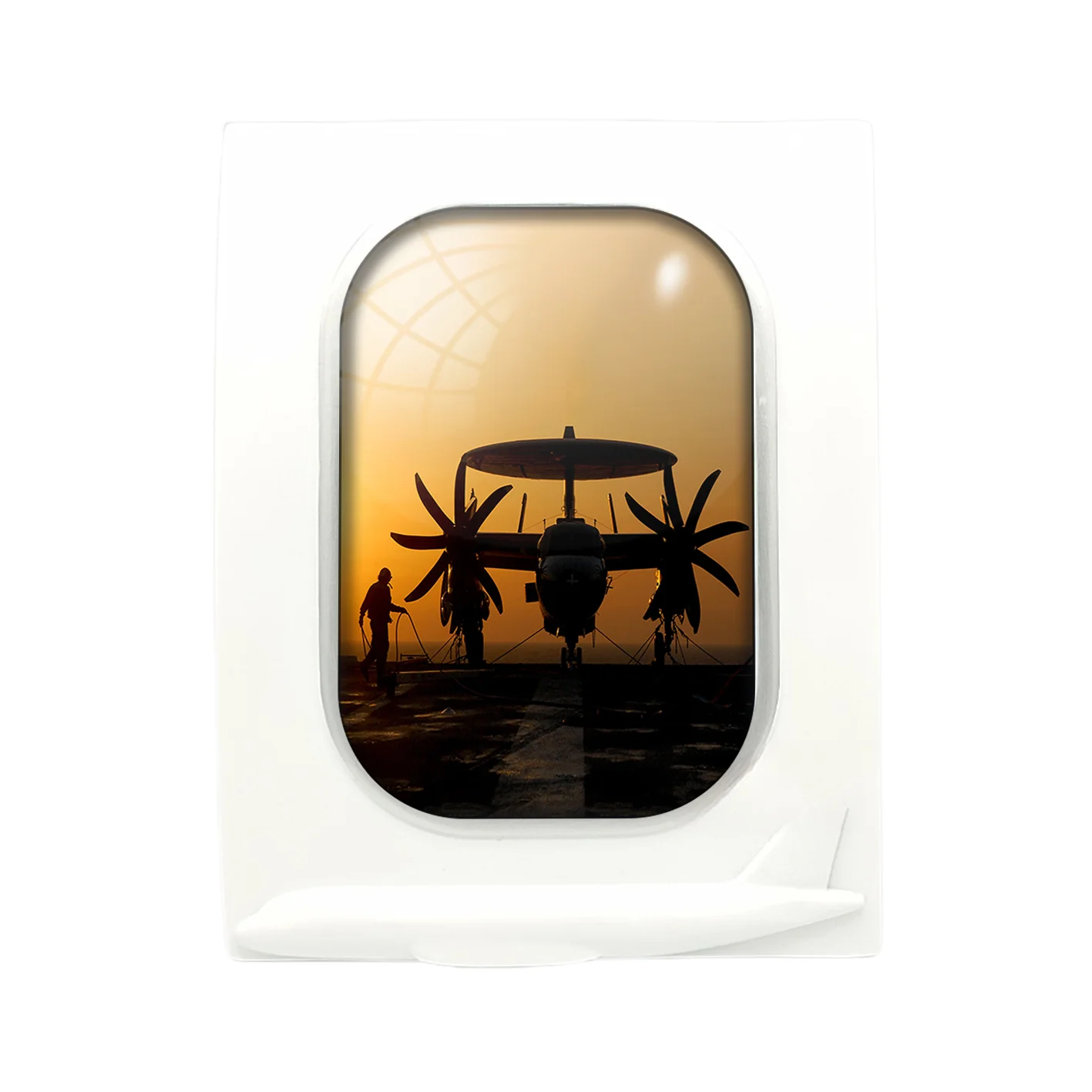 Military Plane at Sunset Designed Airplane Window Photo Frame - Image 4
