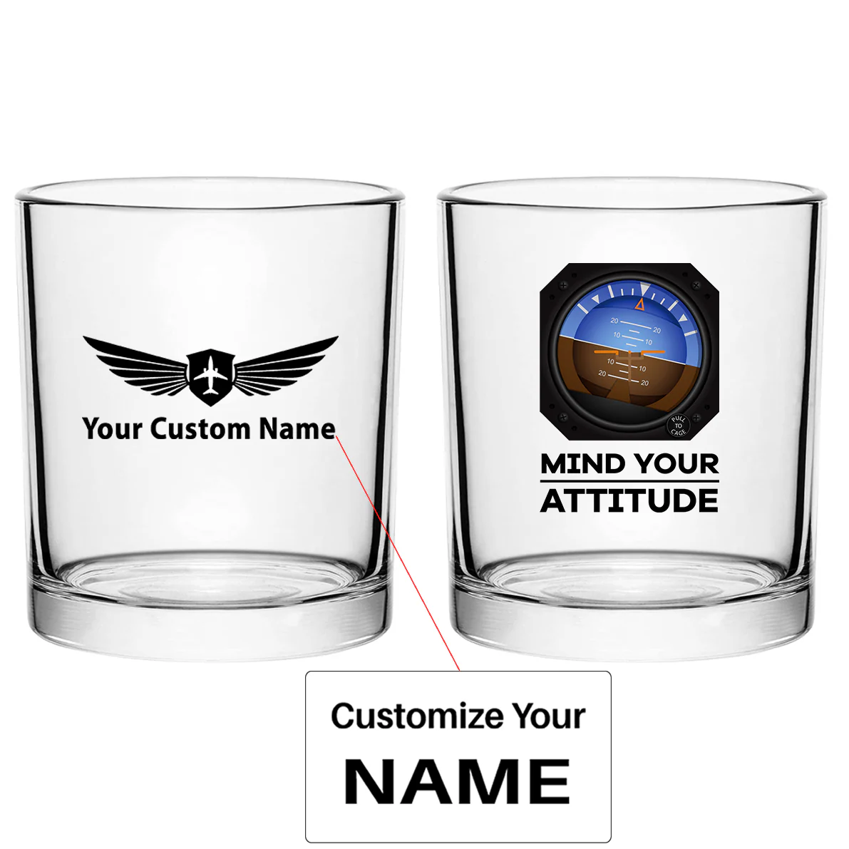 Mind Your Attitude Designed Special Whiskey Glasses
