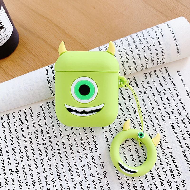 Monster Green Designed AirPods Protective Cover: Cute Cartoon Silicone Soft Shell