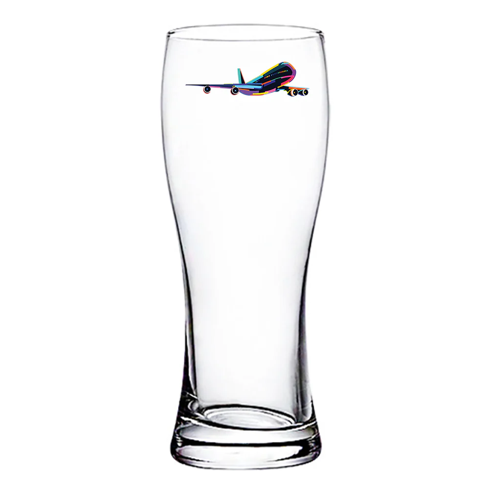 Multicolor Airplane Designed Pilsner Beer Glasses - Image 2