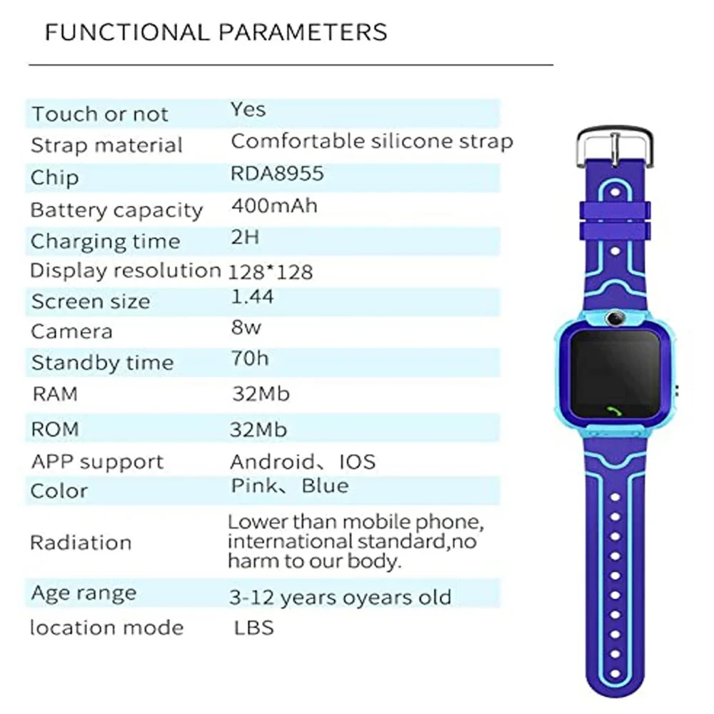 Multifunctional Q12 Children's Watch: Waterproof Design, Call, SOS, Camera & Accurate Positioning for Kids - Image 6