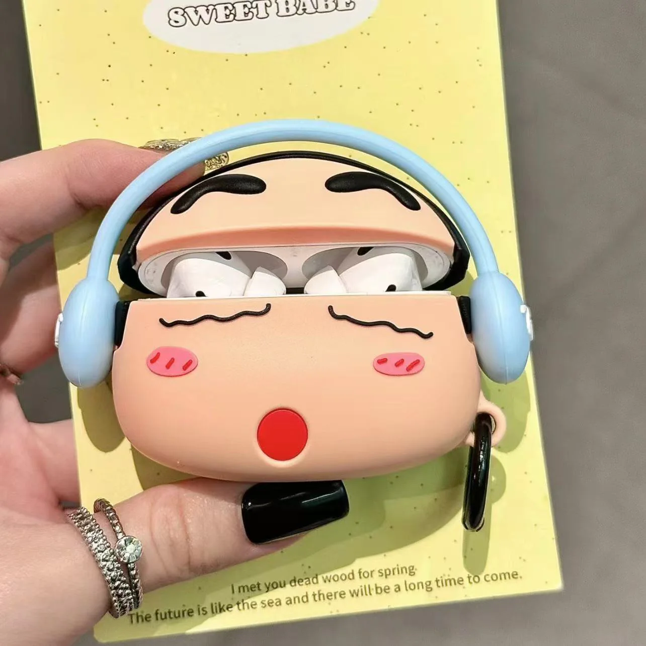 Music Blue Designed AirPods Protective Cover: Cute Cartoon Silicone Soft Shell