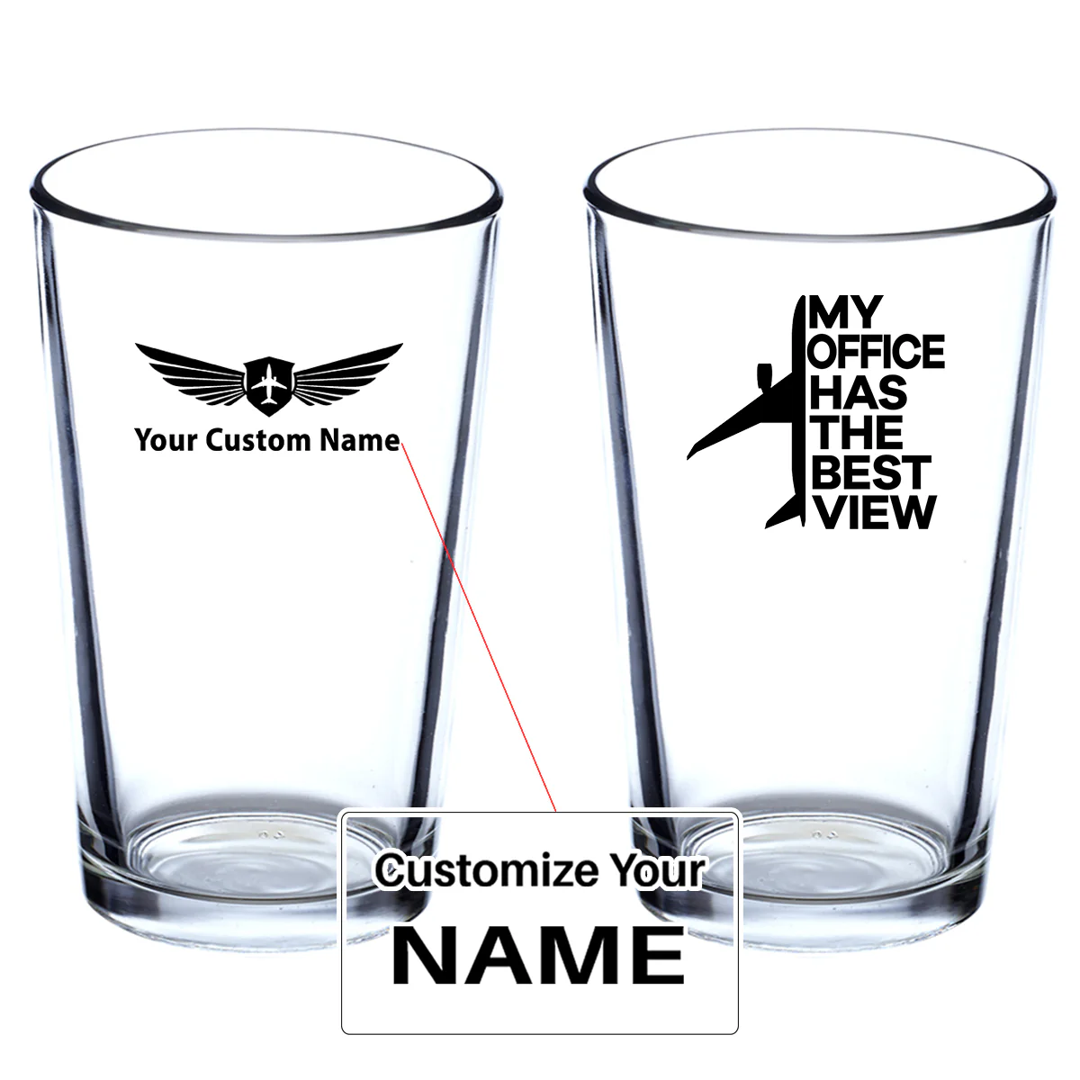 My Office Has The Best View Designed Beer & Water Glasses