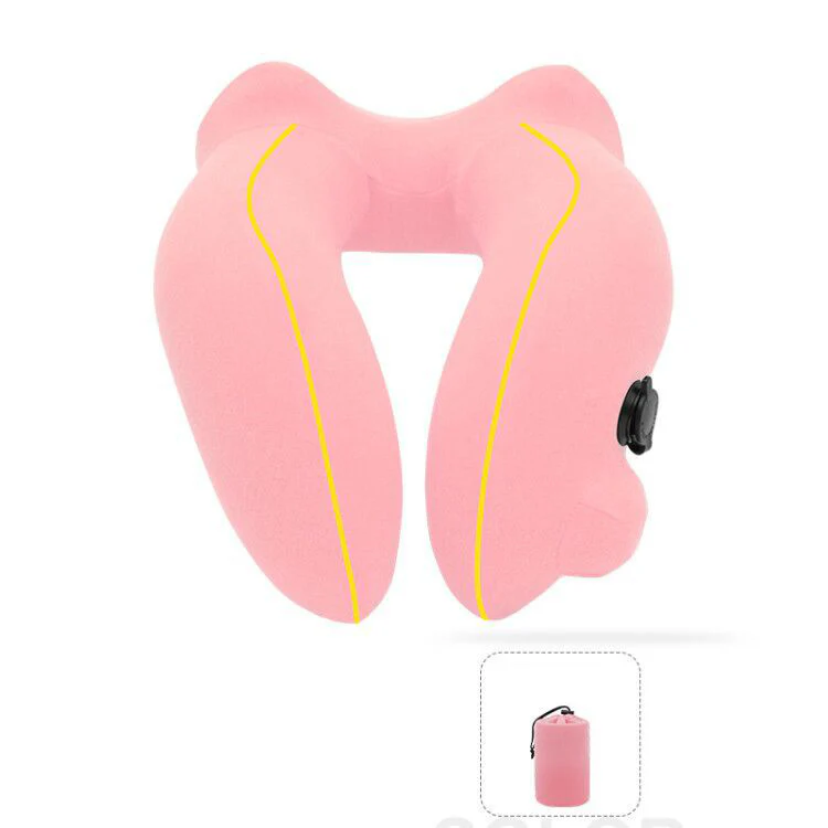 New Flannelette Inflatable U-Shaped Travel Neck Pillow: For Car, Aircraft - Image 10