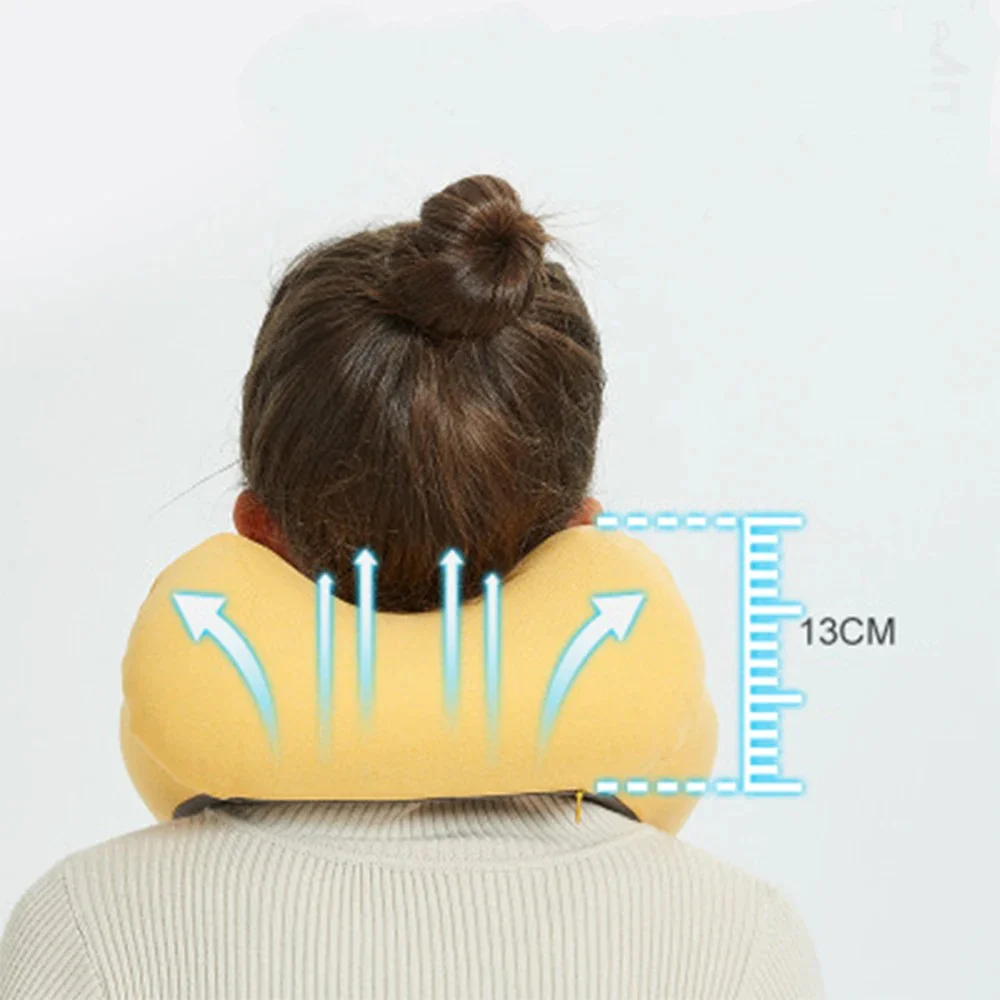 New Flannelette Inflatable U-Shaped Travel Neck Pillow: For Car, Aircraft - Image 12