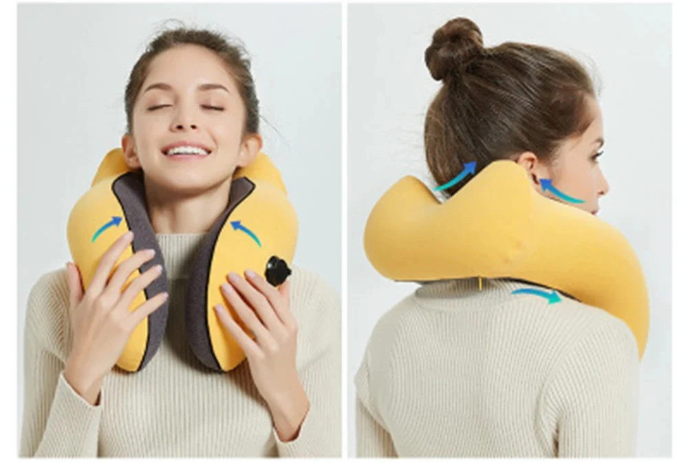 New Flannelette Inflatable U-Shaped Travel Neck Pillow: For Car, Aircraft - Image 13