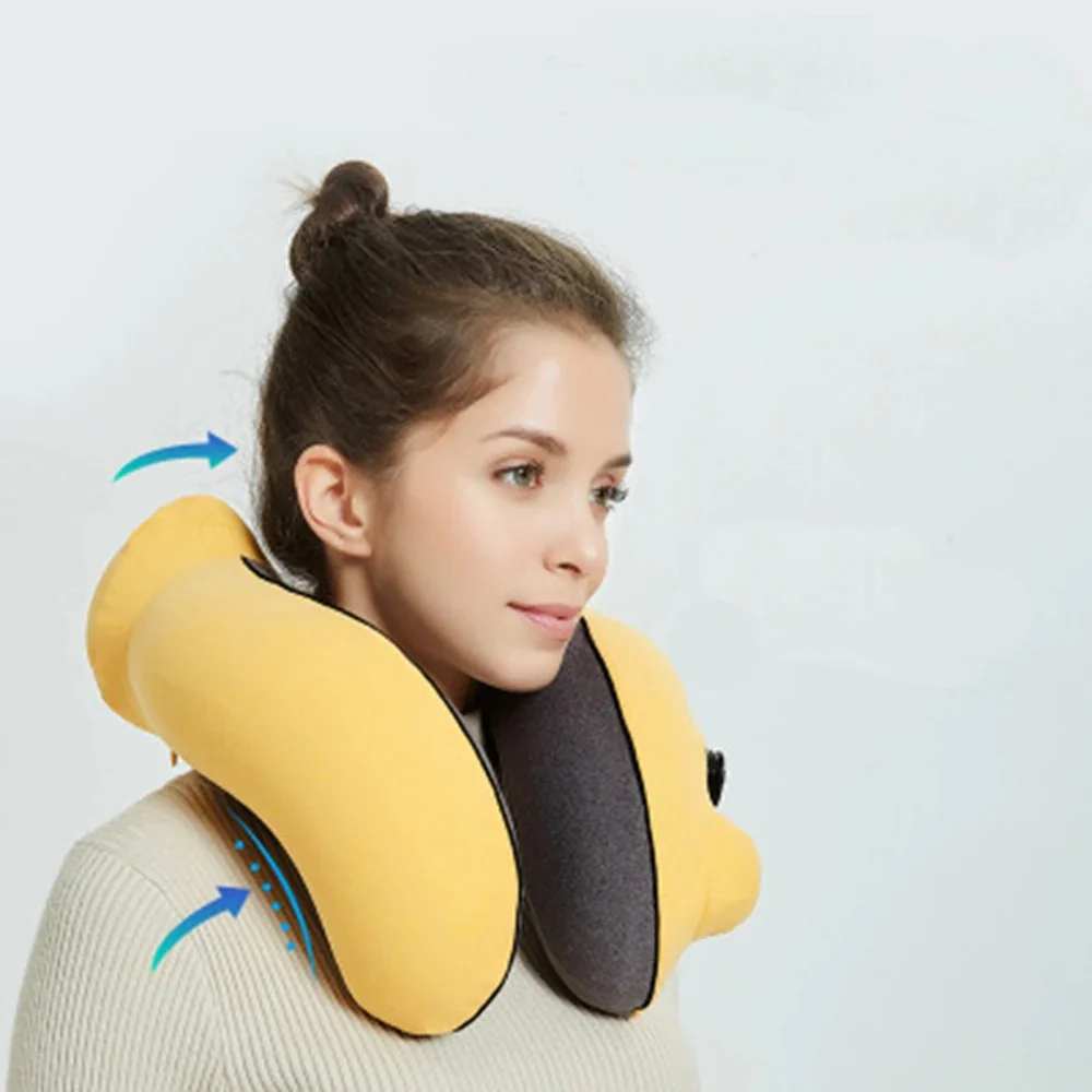 New Flannelette Inflatable U-Shaped Travel Neck Pillow: For Car, Aircraft - Image 14
