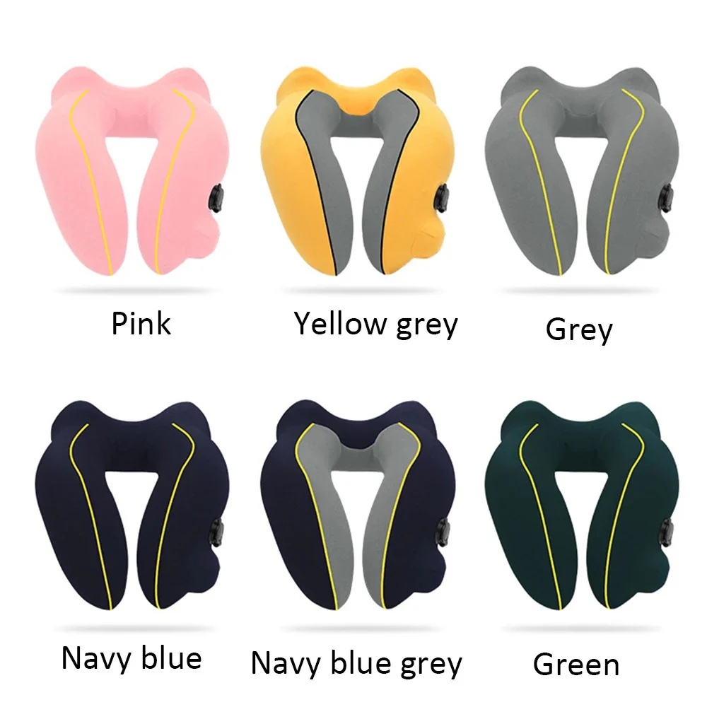 New Flannelette Inflatable U-Shaped Travel Neck Pillow: For Car, Aircraft - Image 15