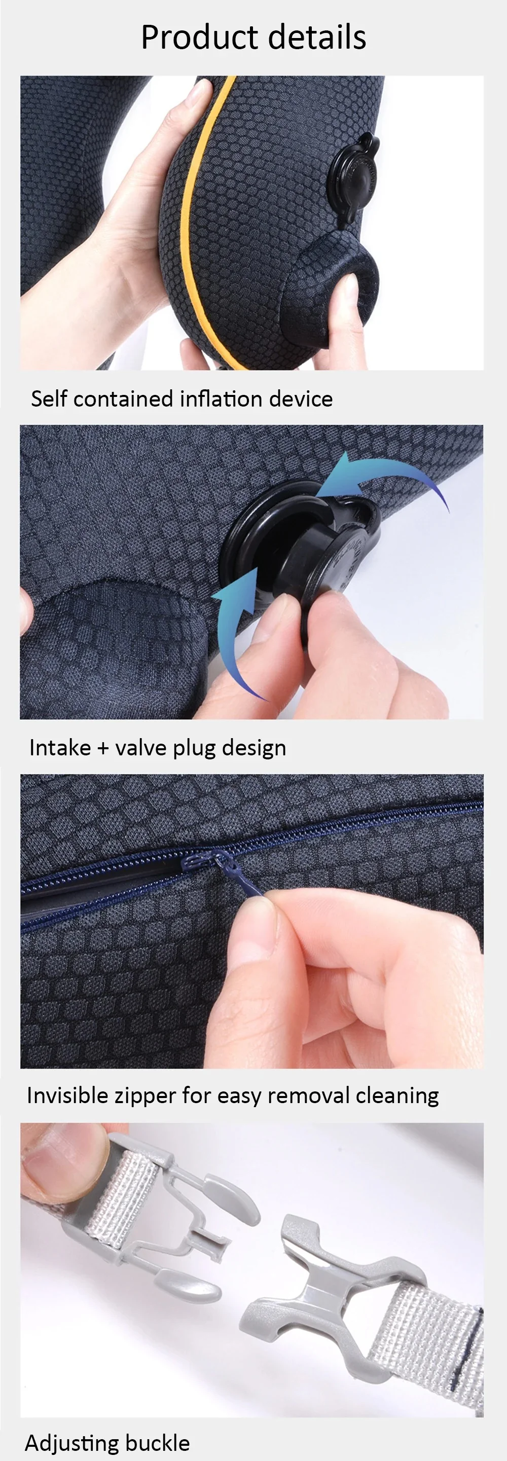 New Flannelette Inflatable U-Shaped Travel Neck Pillow: For Car, Aircraft - Image 16