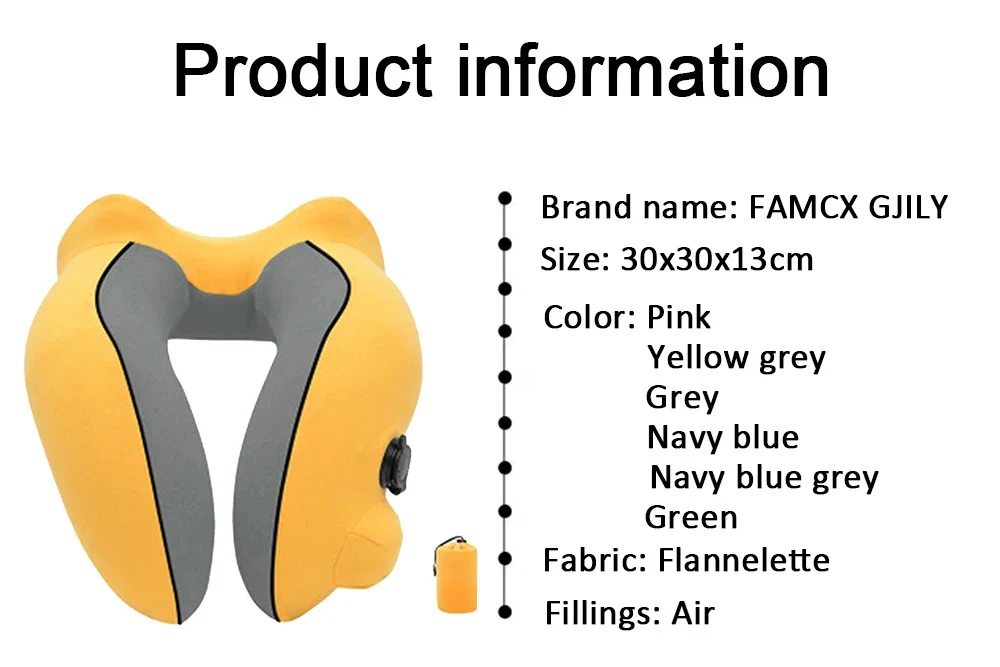New Flannelette Inflatable U-Shaped Travel Neck Pillow: For Car, Aircraft - Image 17
