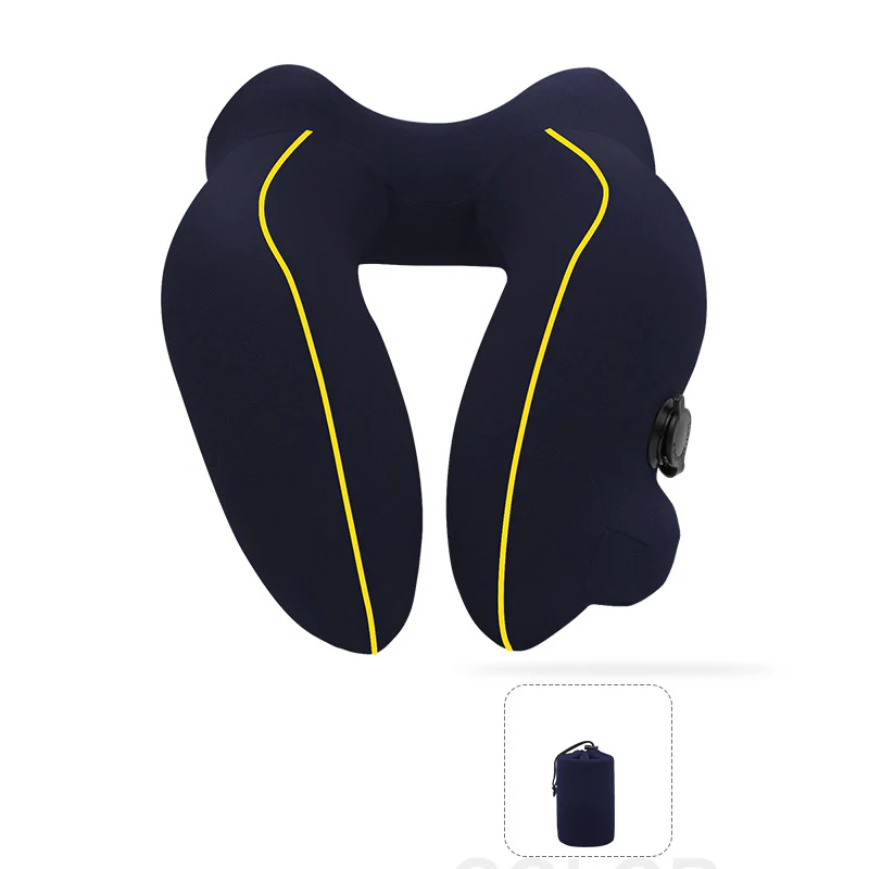 New Flannelette Inflatable U-Shaped Travel Neck Pillow: For Car, Aircraft - Image 2