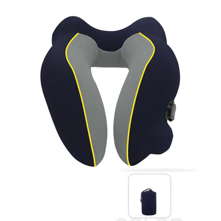 New Flannelette Inflatable U-Shaped Travel Neck Pillow: For Car, Aircraft - Image 3