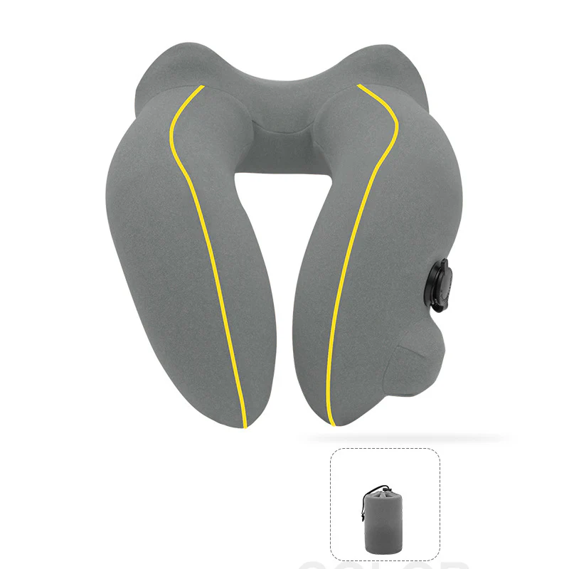 New Flannelette Inflatable U-Shaped Travel Neck Pillow: For Car, Aircraft - Image 4