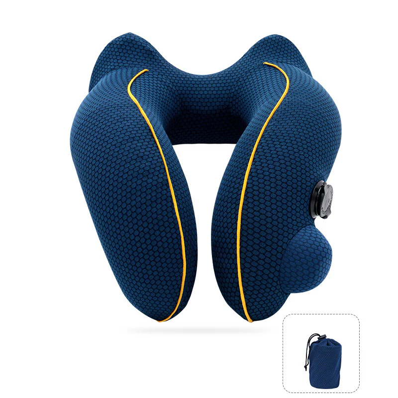 New Flannelette Inflatable U-Shaped Travel Neck Pillow: For Car, Aircraft - Image 7