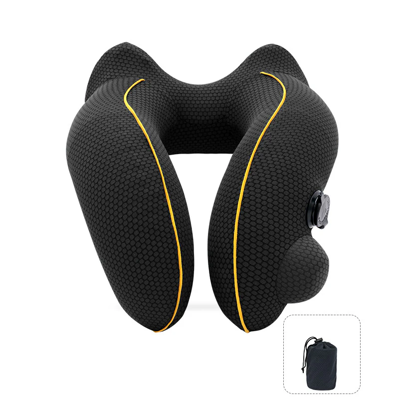 New Flannelette Inflatable U-Shaped Travel Neck Pillow: For Car, Aircraft - Image 9