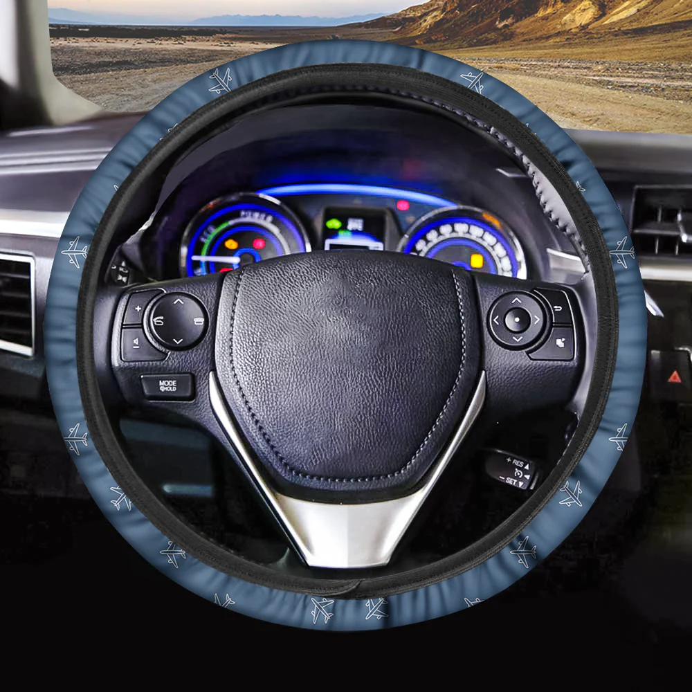 Nice Airplanes (Blue) Designed Car Steering Wheel Cover