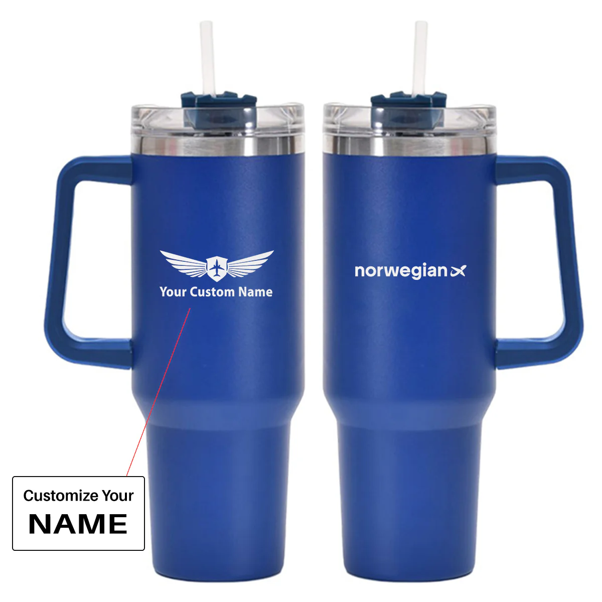 Norwegian Airlines Designed 40oz Stainless Steel Car Mug With Holder - Image 3