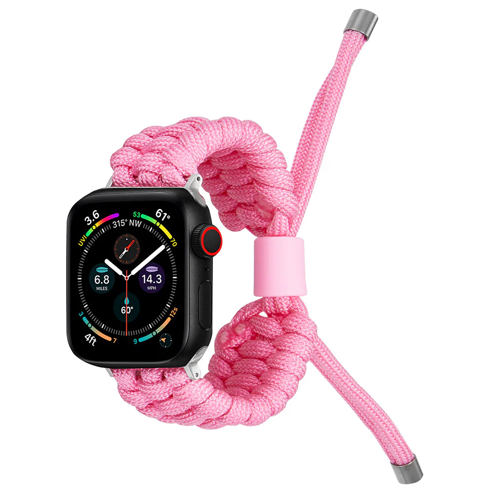Nylon Screw Nut Umbrella Cord Woven Watchband Outdoor Stretch Adjustment Band for Apple Watch