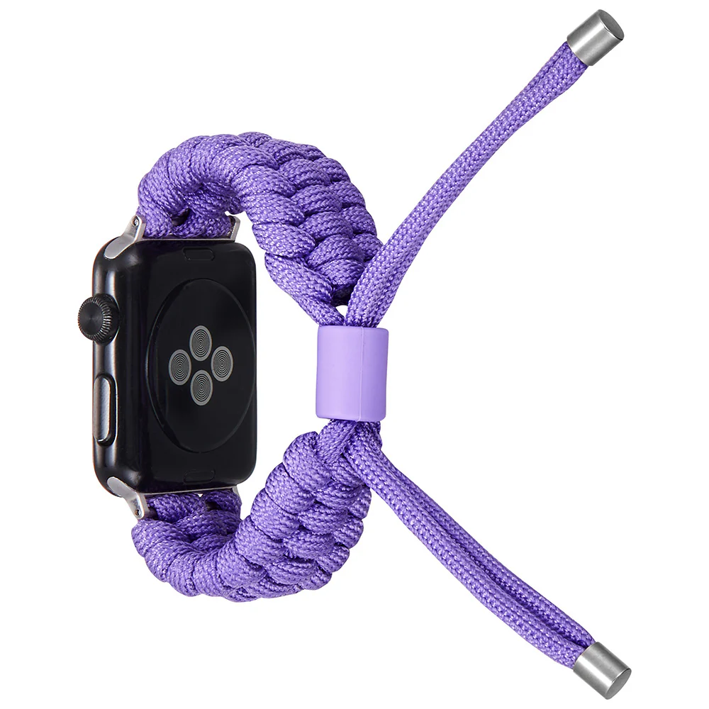 Nylon Screw Nut Umbrella Cord Woven Watchband Outdoor Stretch Adjustment Band for Apple Watch - Image 4