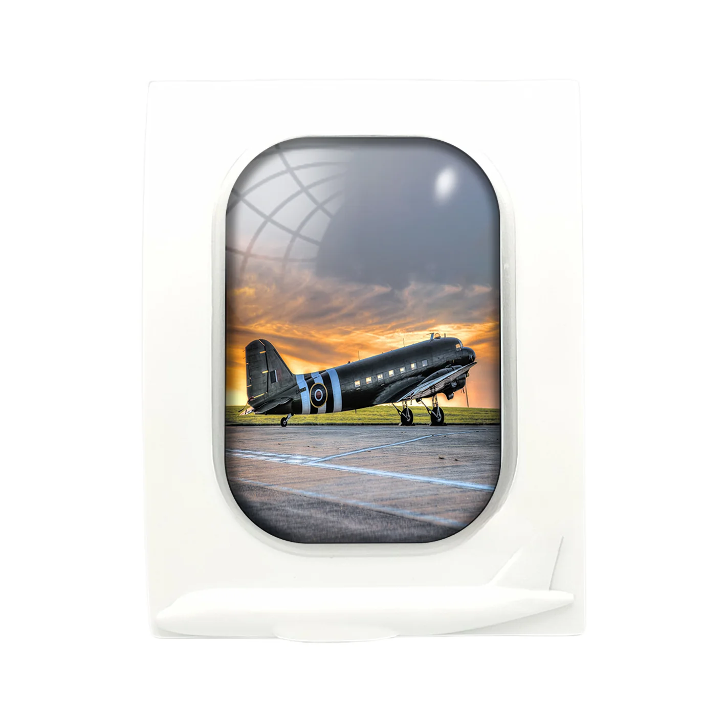 Old Airplane Parked During Sunset Designed Airplane Window Photo Frame - Image 4