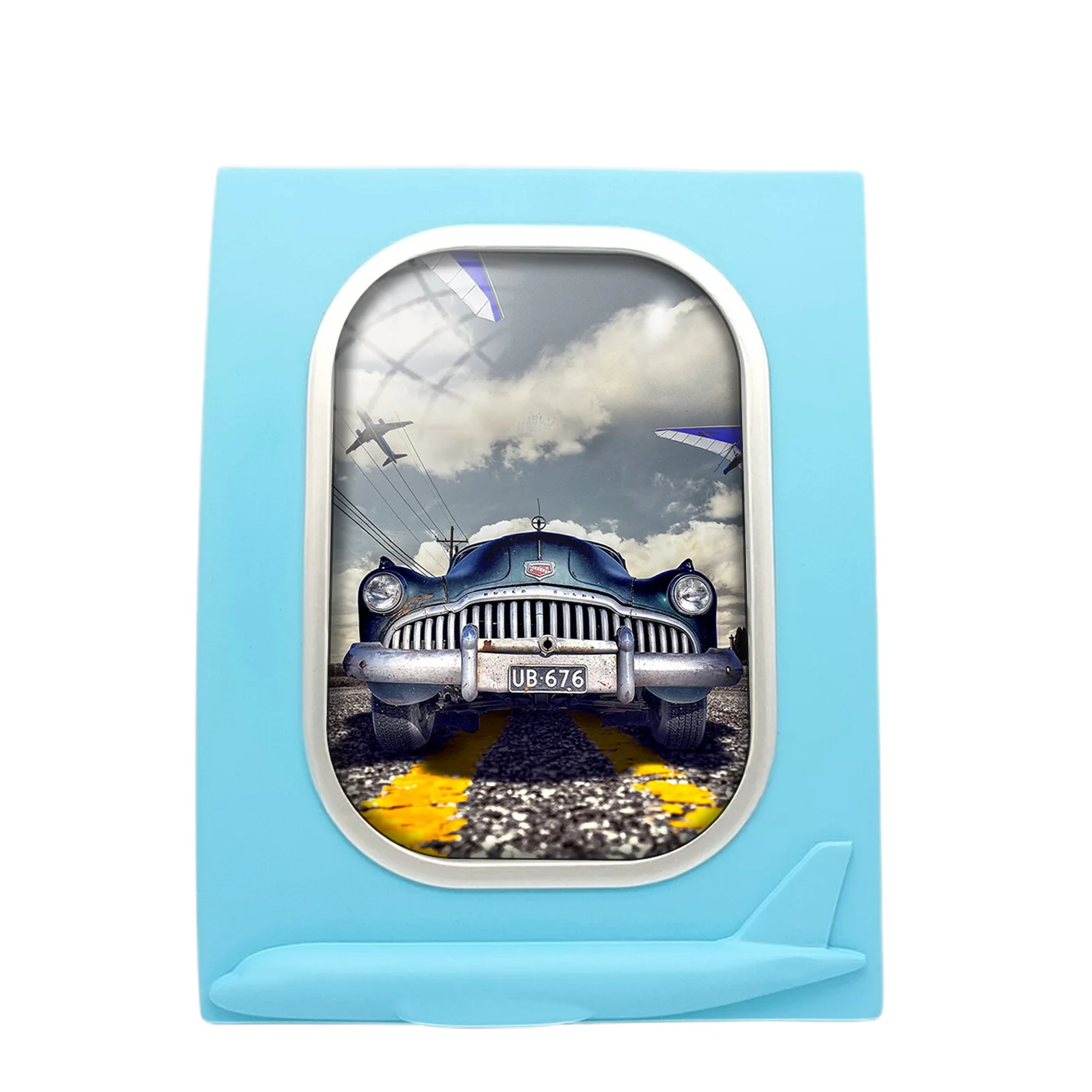 Old Car and Planes Designed Airplane Window Photo Frame