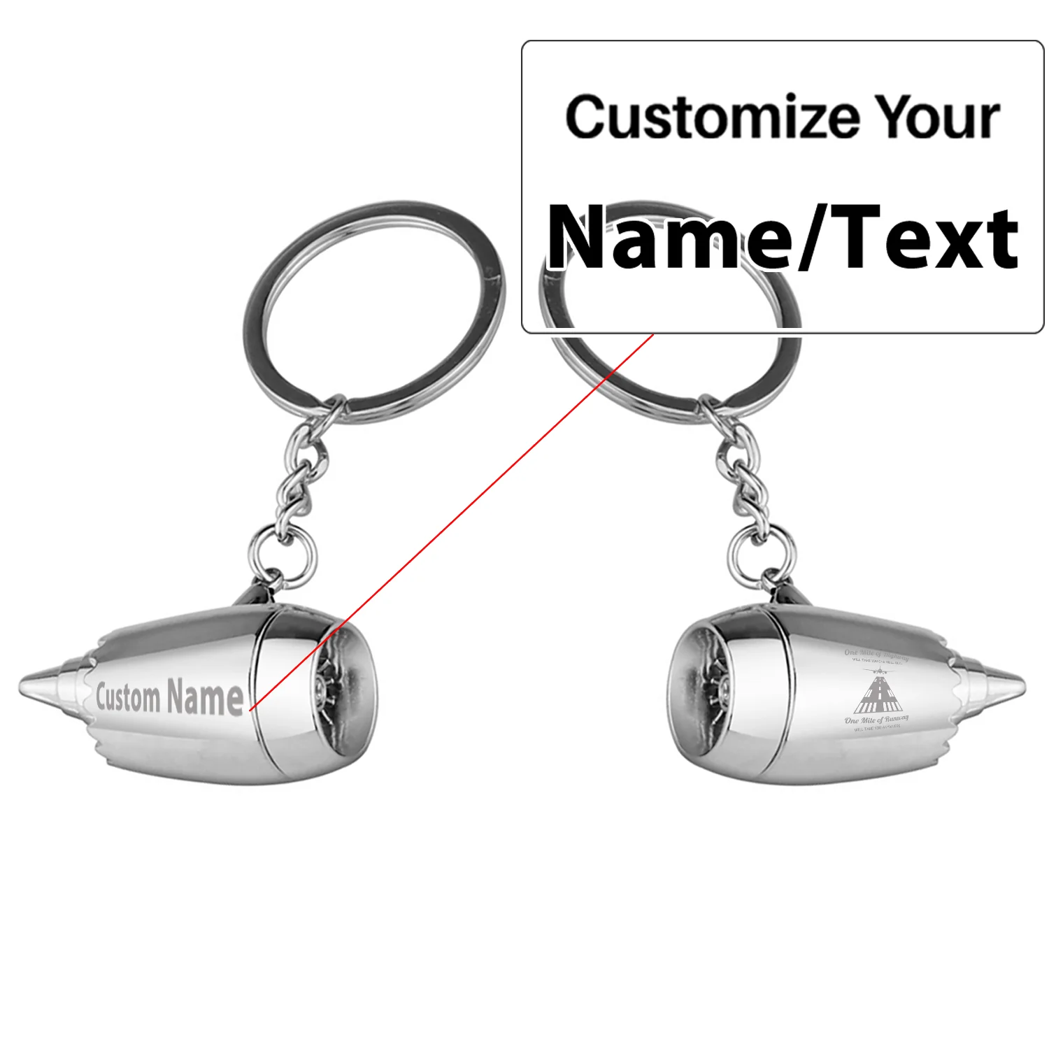 One Mile of Runway Will Take you Anywhere Jet Engine Turbine Key Chains - Image 3