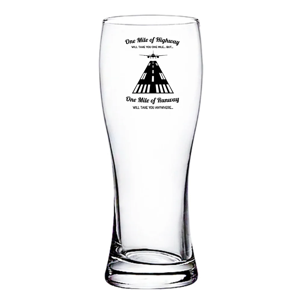 One Mile of Runway Will Take you Anywhere Designed Pilsner Beer Glasses - Image 2