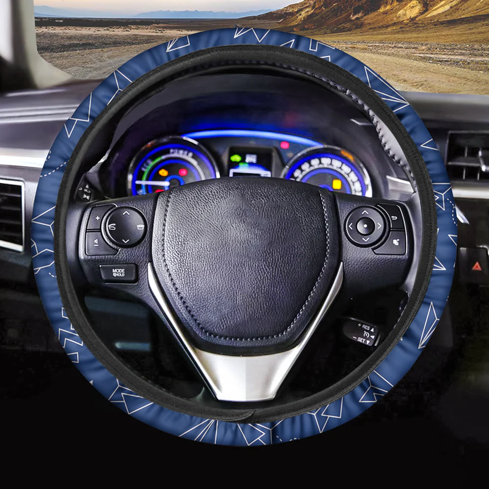 Paper Airplane & Fly (Blue) Designed Car Steering Wheel Cover