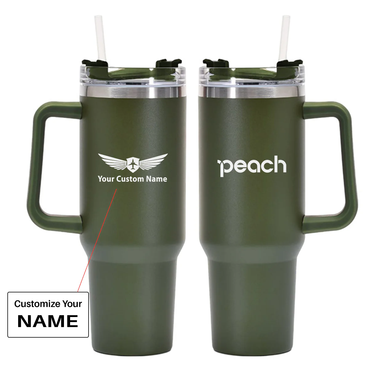Peach Airlines Designed 40oz Stainless Steel Car Mug With Holder - Image 9