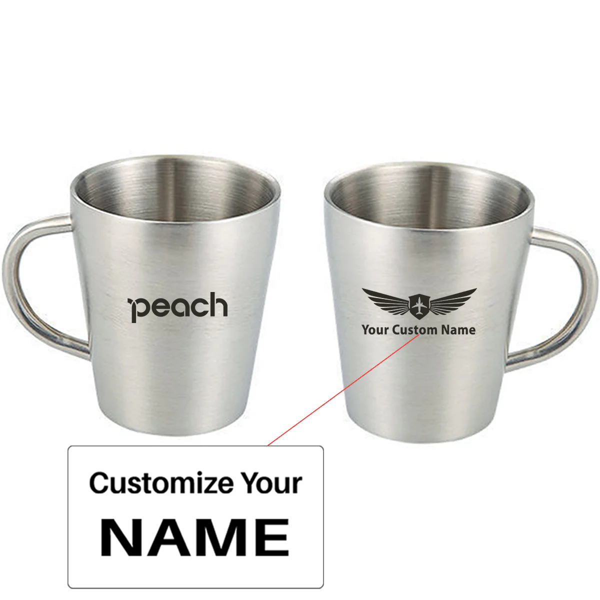 Peach Airlines Designed Stainless Steel Coffee Mugs - Image 5