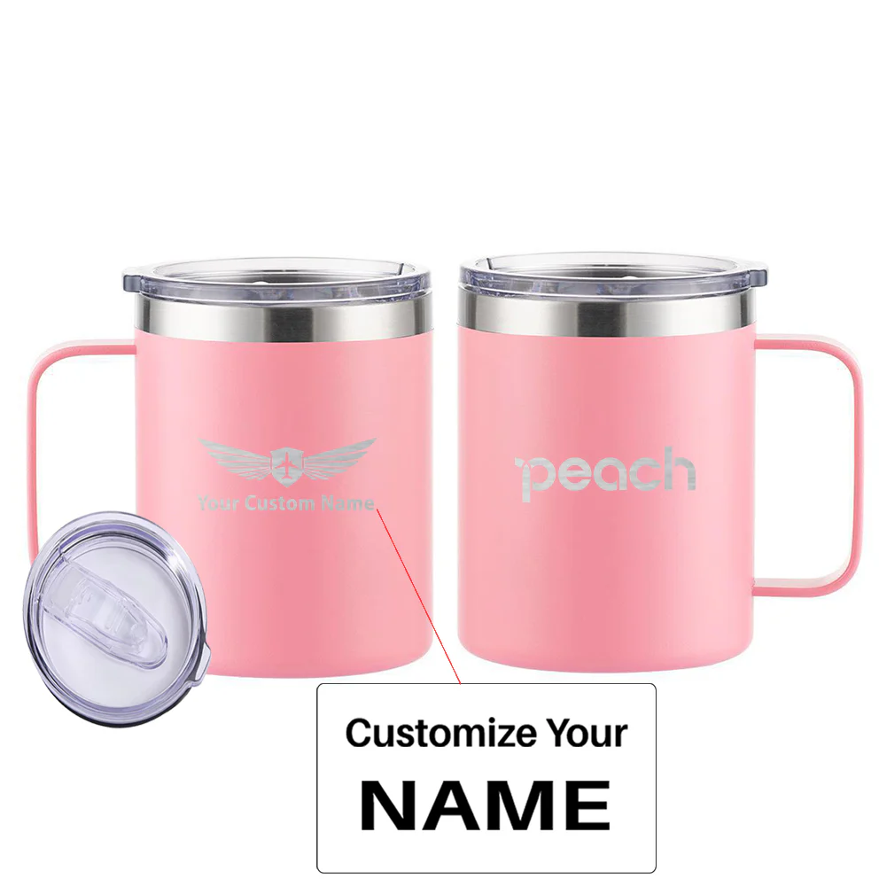 Peach Airlines Designed Stainless Steel Laser Engraved Mugs - Image 11