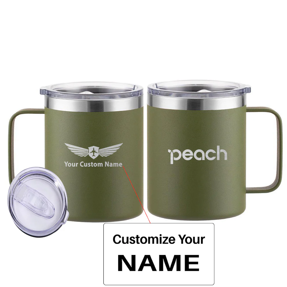 Peach Airlines Designed Stainless Steel Laser Engraved Mugs - Image 7