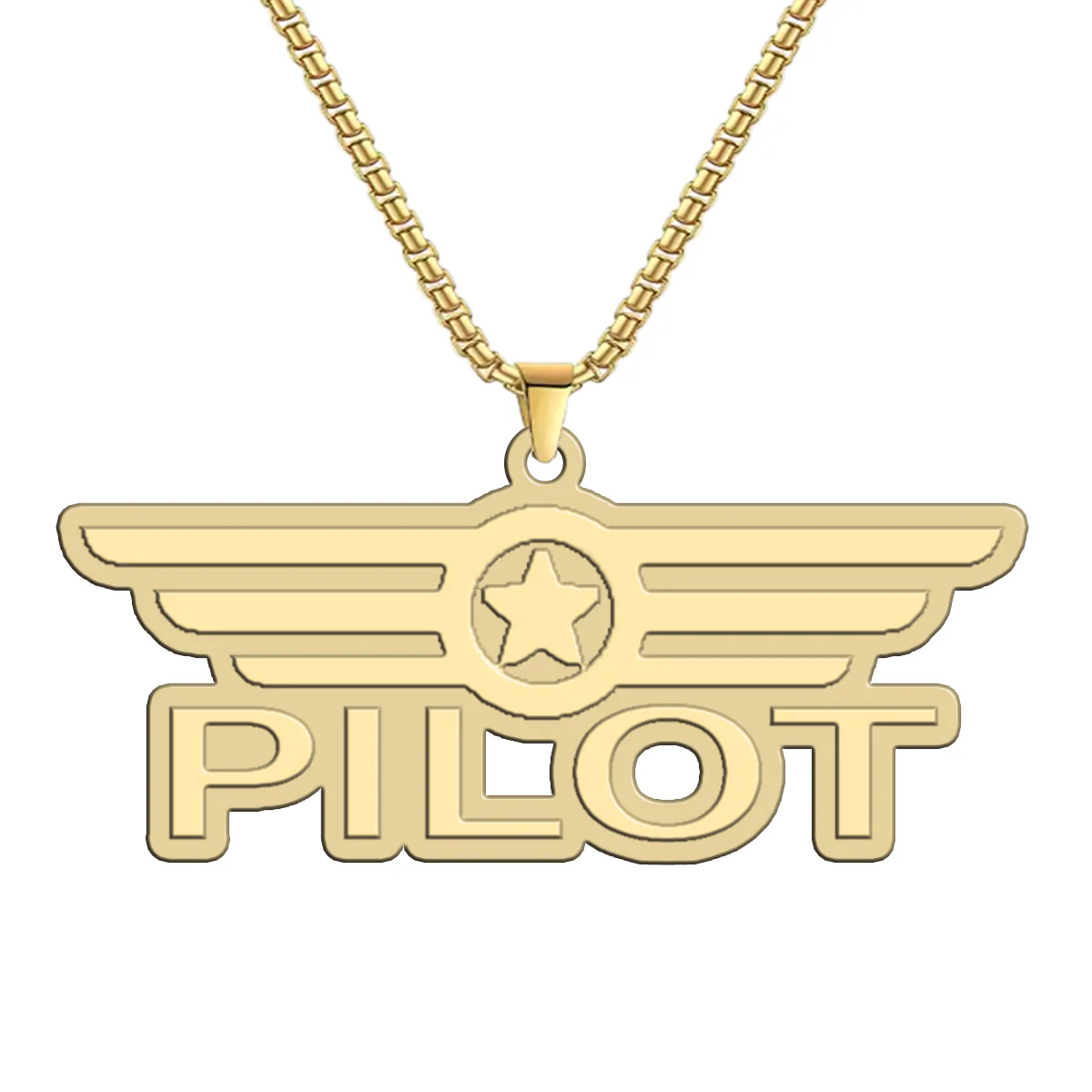 Pilot & Badge Designed Hollow Necklac