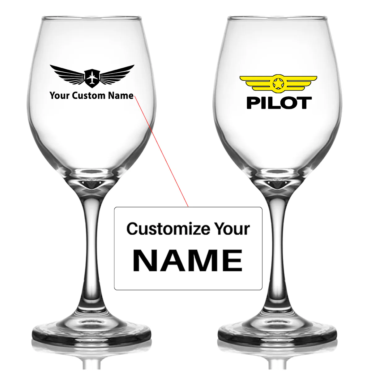 Pilot & Badge Designed Wine Glasses